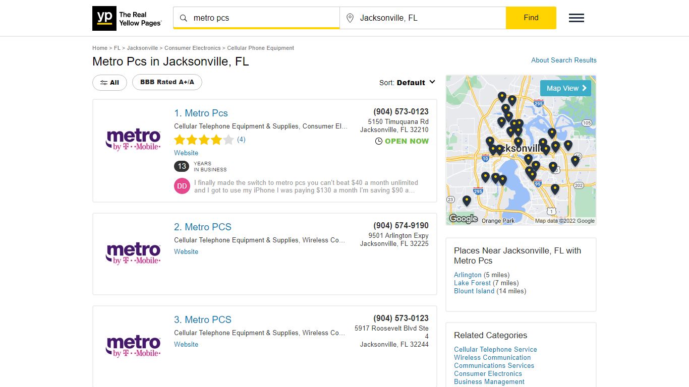 Metro Pcs Locations & Hours Near Jacksonville, FL - YP.com